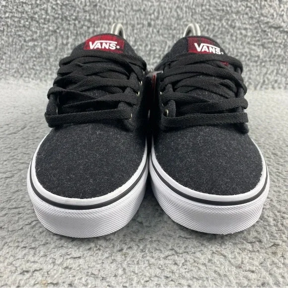 Vans Shoes Atwood Wool Plaid Mens Boys Size 7 Dark Grey Red Black Lace Up Padded - Picture 3 of 14